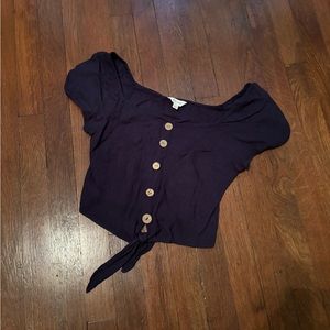 Navy tie front top